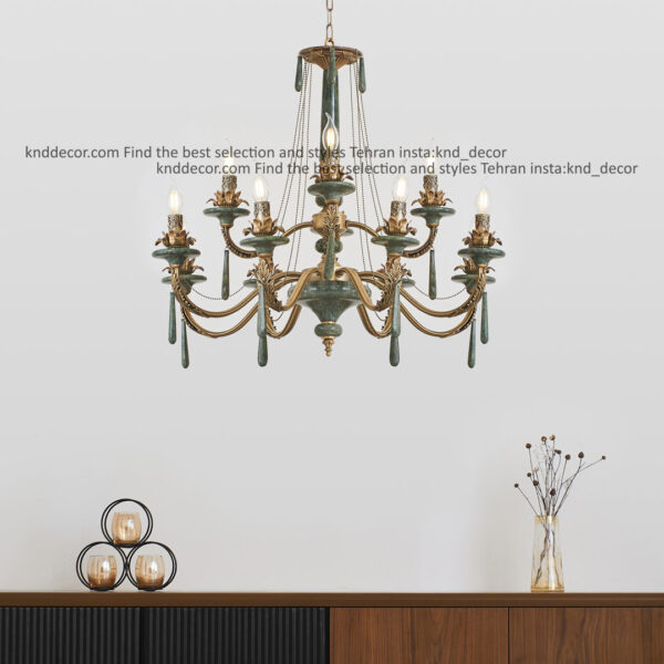 لوستر رویال آنتیک سنگ سبز زنبق آفتاب آویز سنگ 12