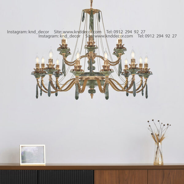 لوستر رویال آنتیک سنگ سبز زنبق آفتاب آویز سنگ 18