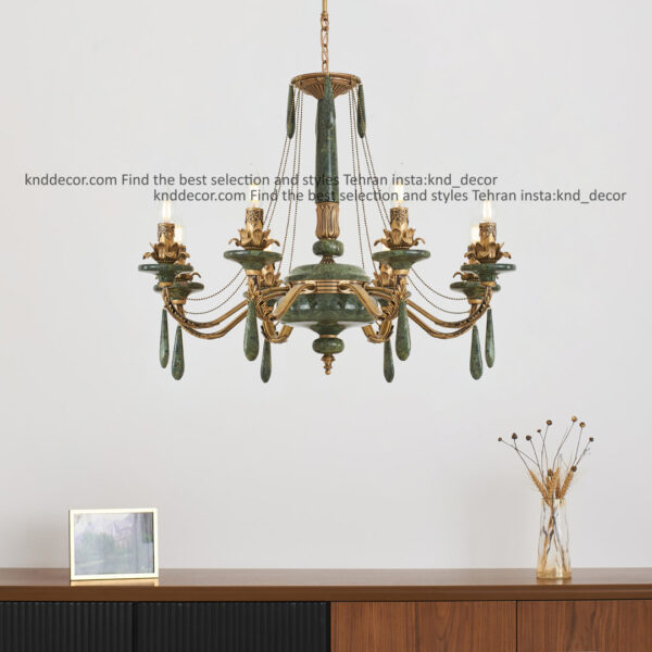 لوستر رویال آنتیک سنگ سبز زنبق آفتاب آویز سنگ 8