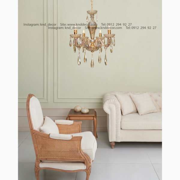 لوستر اس بلوری شیاردار زنبق شصتی آویز بادامی 4