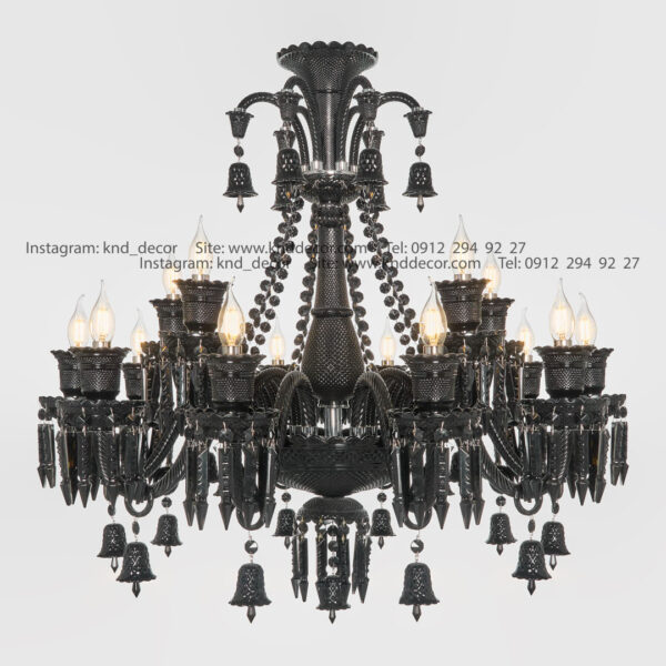 لوستر باکارات گرید 2 ساده شاخه 30 سانت کاسه 30 مشکی براق 15