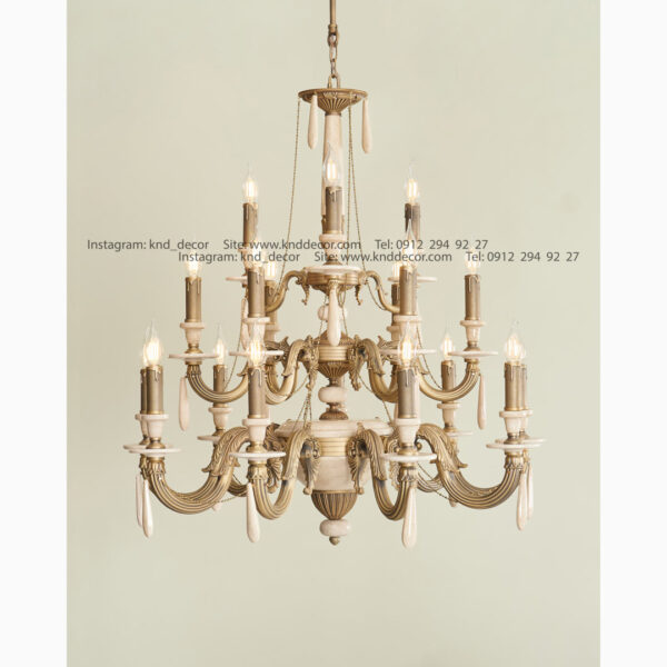 لوستر دایانا آنتیک سنگ کرم آویز سنگ 18