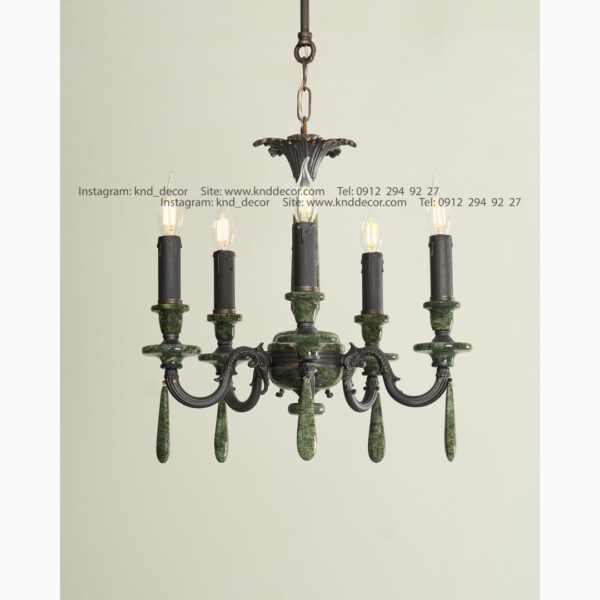 لوستر دایانا رومی سنگ سبز آویز سنگ 5 مدیوم