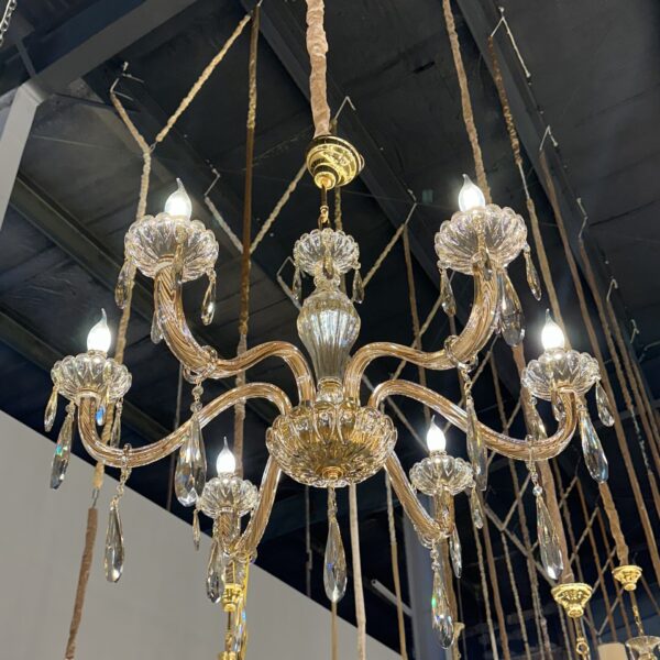 لوستر اس بلوری شیاردار زنبق شصتی آویز بادامی  6