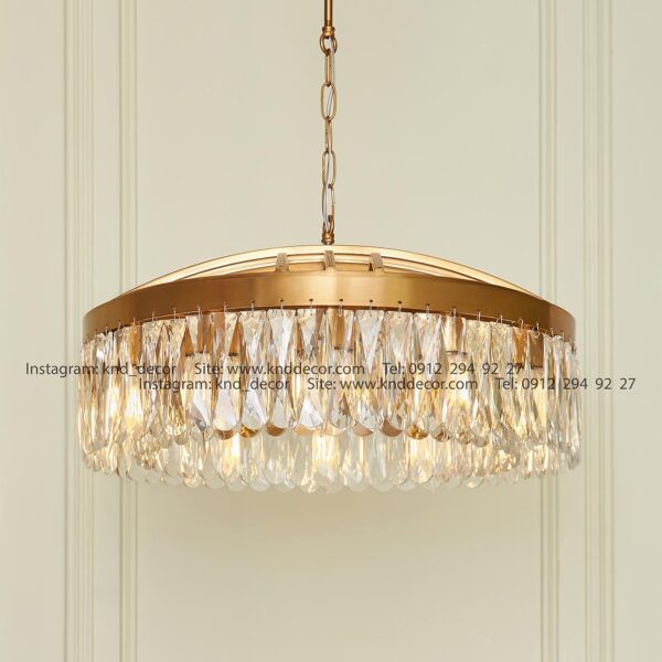 لوستر 2091 سانتیک 50 سانت با کریستال شفاف قاشقی 120 mm