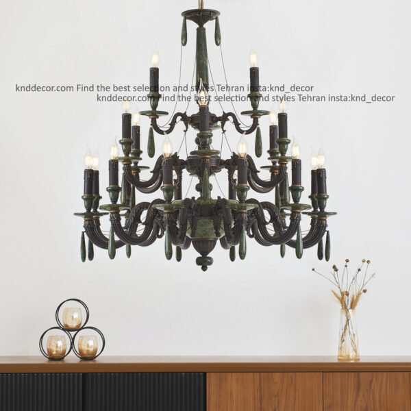 لوستر دایانا رومی سنگ سبز آویز سنگ 21