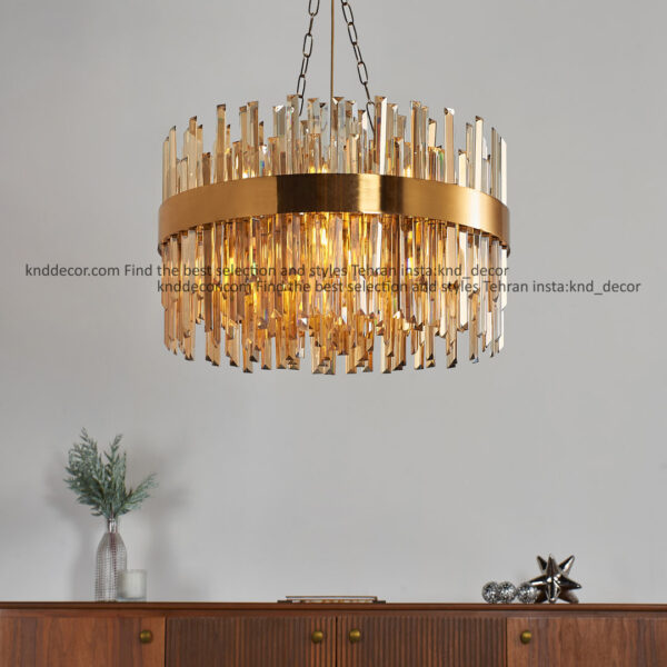 لوستر 1091 سانتیک 50 سانت با کریستال کاردی 30 سانت شامپاین