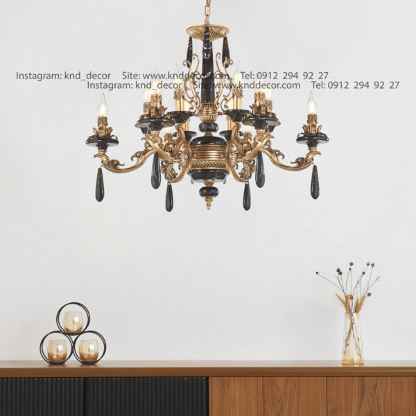 لوستر آوا آنتیک سنگ مشکی آویز سنگ 6