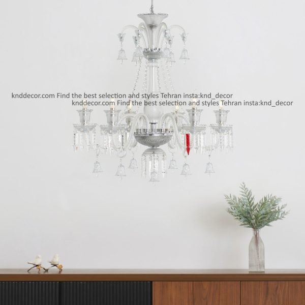 لوستر باکارات گرید 2 ساده شاخه 30 سانت کاسه 21 شفاف 6