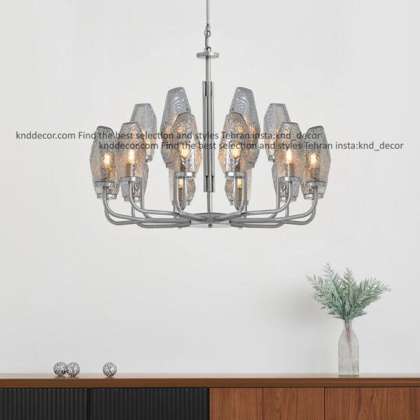 لوستر 1061 کروم 18 با حباب 120 دودی