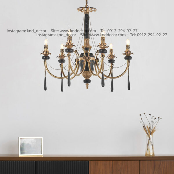 لوستر لیانا دوبل پاپیونی آنتیک سنگ مشکی آویز سنگ 3