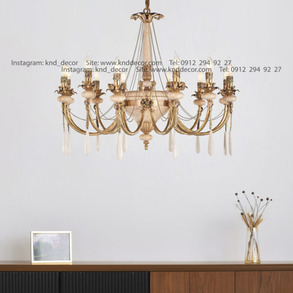 لوستر لیانا دوبل پاپیونی آنتیک سنگ کرم آویز سنگ 6