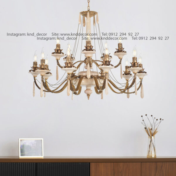 لوستر رویال آنتیک سنگ کرم زنبق آفتاب آویز سنگ 15