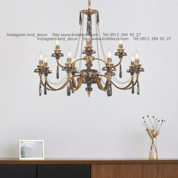 لوستر رویال آنتیک سنگ نوک مدادی زنبق آفتاب آویز سنگ 12