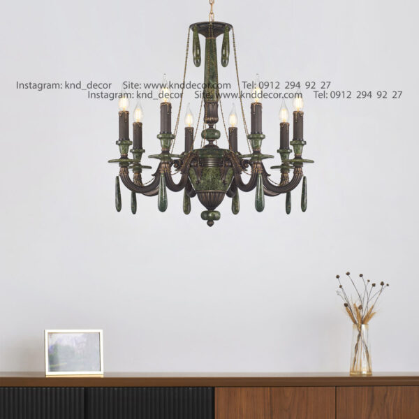 لوستر دایانا رومی سنگ سبز آویز سنگ 8