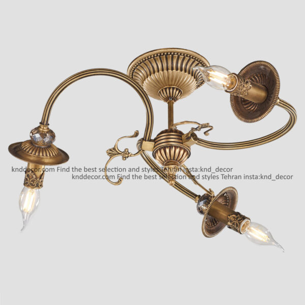 سقفی لوتوس ستون کبریتی آنتیک آویز بادامی 3