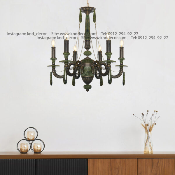 لوستر دایانا رومی سنگ سبز آویز سنگ 6