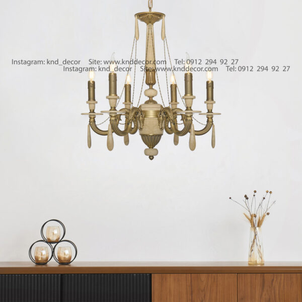 لوستر دایانا آنتیک سنگ کرم آویز سنگ 6