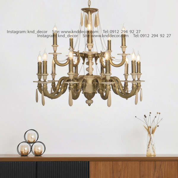 لوستر دایانا آنتیک سنگ کرم آویز سنگ 15