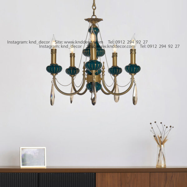 لوستر ثنا سرامیک سبز یشمی آنتیک آویز بادامی 5