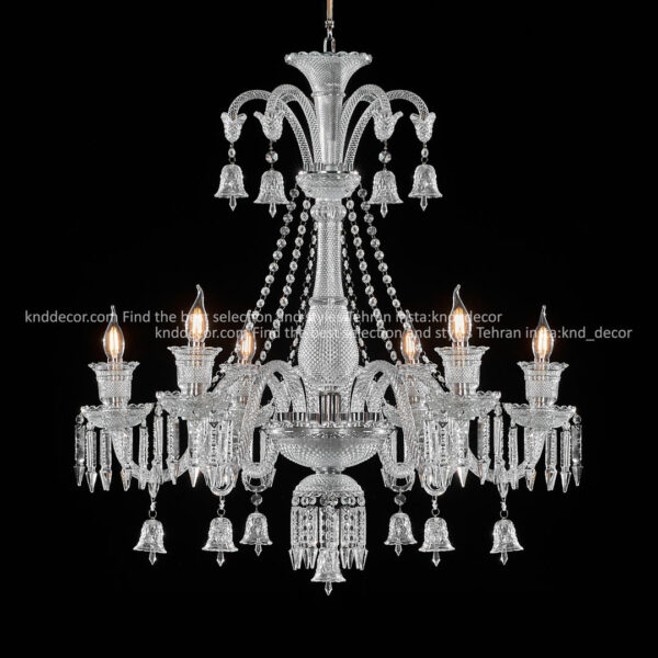 لوستر باکارات گرید 2 ساده شاخه 30 سانت کاسه 21 شفاف 6