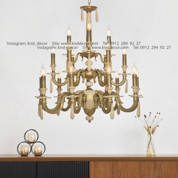 لوستر دایانا آنتیک سنگ کرم آویز سنگ 21