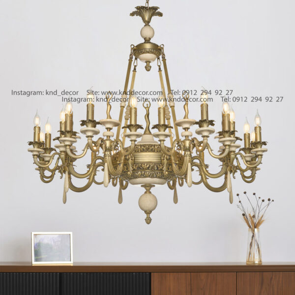 لوستر هانا آنتیک سنگ کرم 24 شاخه