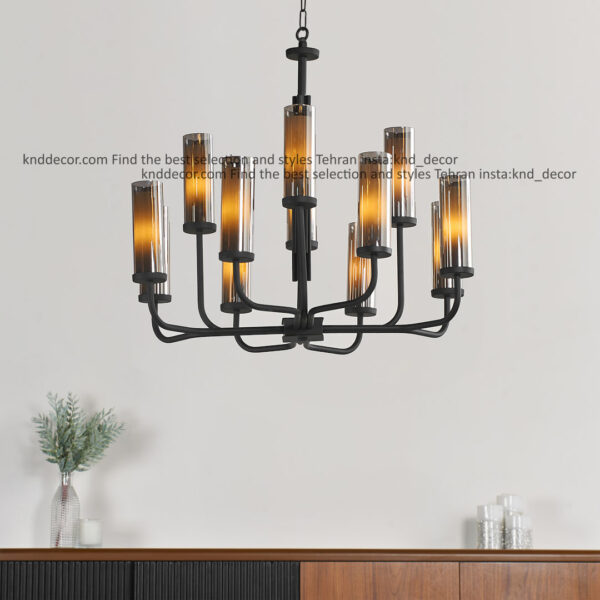 لوستر 1061 مشکی 12 با حباب قطر 6 دوگلس