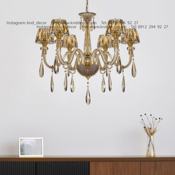 لوستر اس بلوری کلاهک کریستال آویز بادامی  6