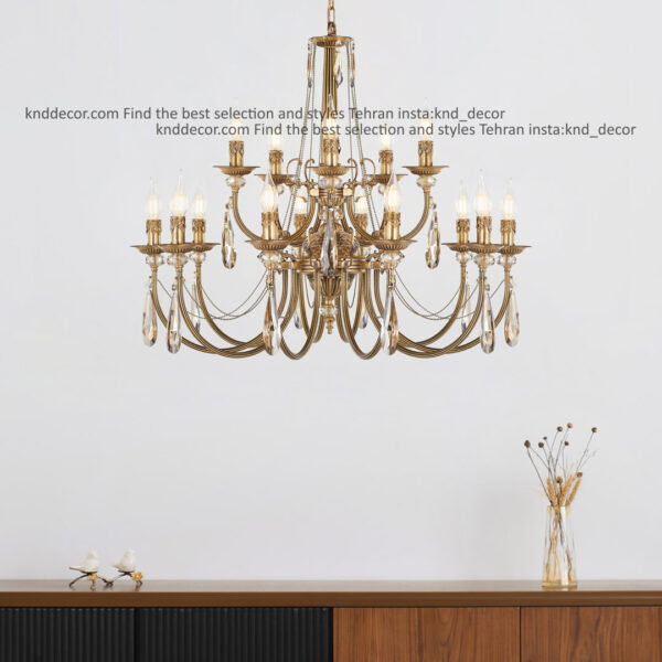 لوستر لوتوس ستون کبریتی آنتیک آویز بادامی 15