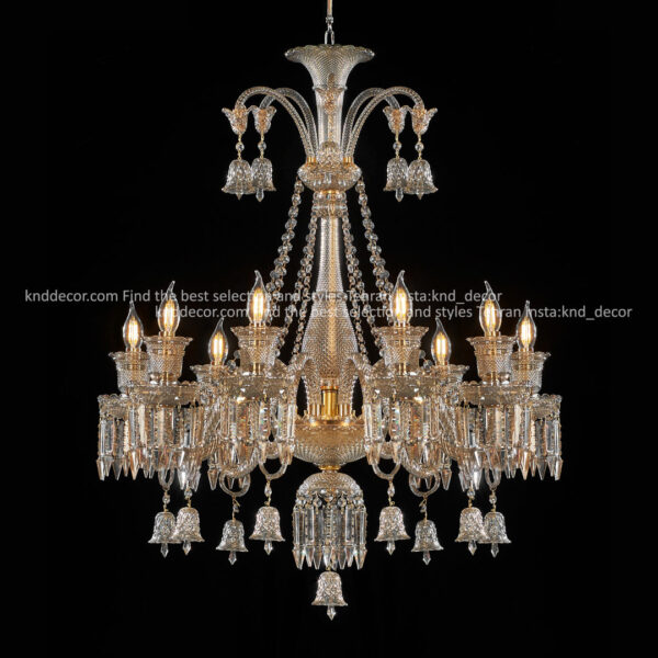 لوستر باکارات گرید 2 ساده شاخه 30 سانت کاسه 21 عسلی 8