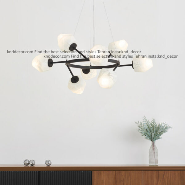 لوستر 1071 مشکی 8 با حباب 110 سفید