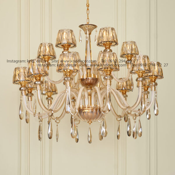 لوستر اس بلوری کلاهک کریستال آویز بادامی  18