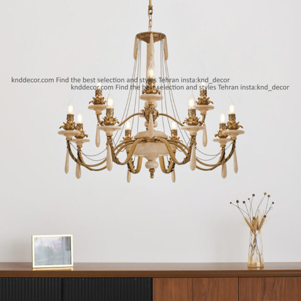 لوستر رویال آنتیک سنگ کرم زنبق آفتاب آویز سنگ 12