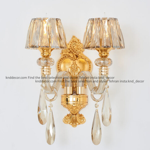 دیواری اس بلوری کلاهک کریستال آویز بادامی  2