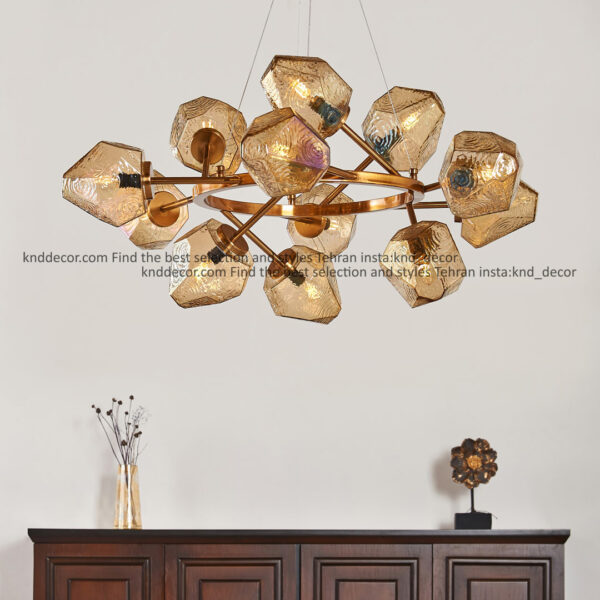 لوستر 1071 سانتیک 12 با حباب 110 عسلی