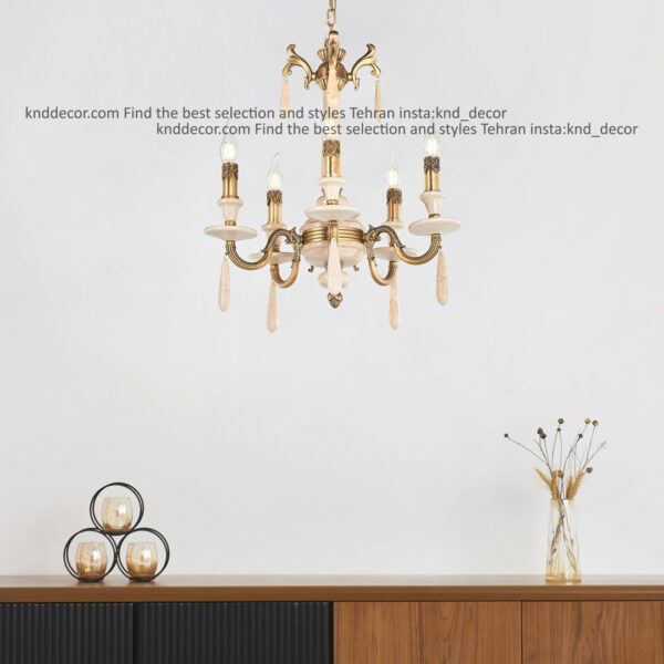 لوستر دایانا آنتیک سنگ کرم آویز سنگ 5 مدیوم