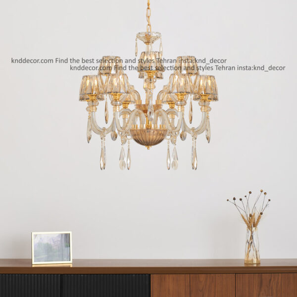 لوستر اس بلوری کلاهک کریستال آویز بادامی  12