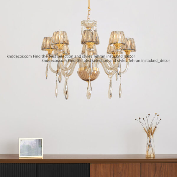 لوستر اس بلوری کلاهک کریستال آویز بادامی  8