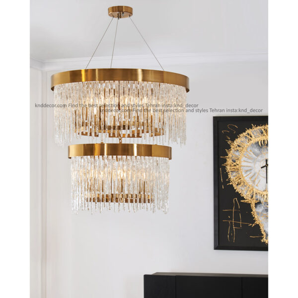 لوستر 3090 سانتیک 70+50 سانت با کریستال قندیلی