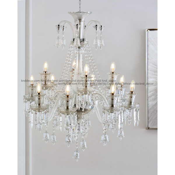 لوستر باکارات گرید 2 ساده شاخه 30 سانت کاسه 21 شفاف 12