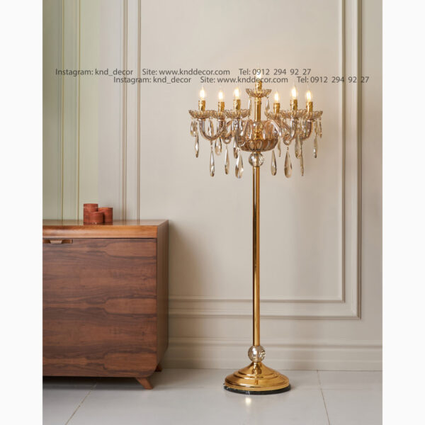 استند اس بلوری شیاردار زنبق شصتی آویز بادامی 6+1