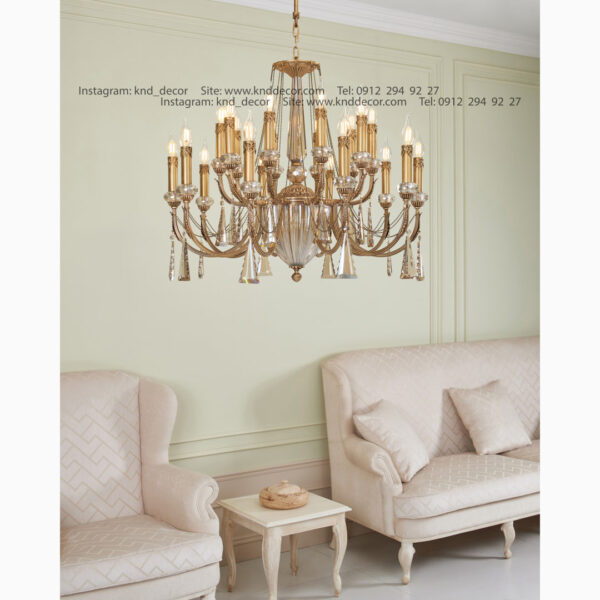 لوستر لیانا دوبل توپی تراش آنتیک آویز مثلثی 10