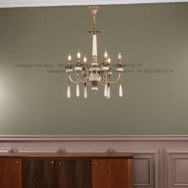 لوستر لیانا دوبل پاپیونی آنتیک سنگ کرم آویز سنگ 3