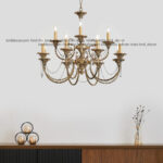 لوستر سرستون کبریتی آنتیک زنبق برنز 4+8 شاخه طوقه 13 و 10