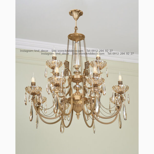 لوستر رونیکا ورساچه آنتیک کریستالی آویز بادامی 12