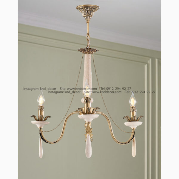 لوستر رویال ملیکا آنتیک سنگ کرم آویز سنگ 3