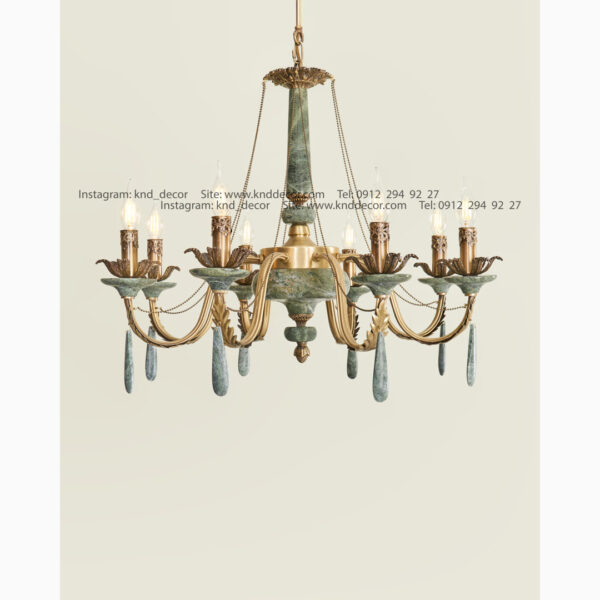 لوستر رویال ملیکا آنتیک سنگ سبز آویز سنگ 8