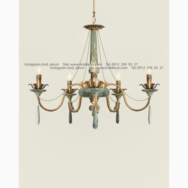 لوستر رویال ملیکا آنتیک سنگ سبز آویز سنگ 5