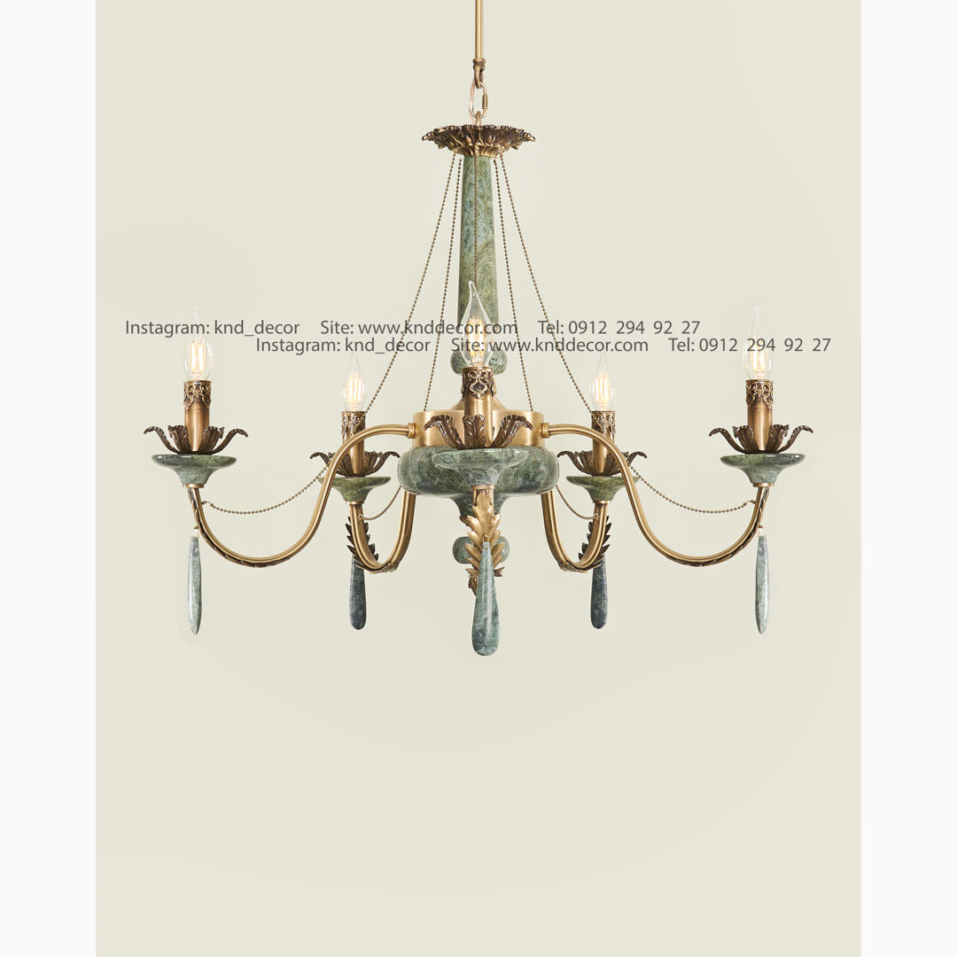 MelikaS-9 لوستر رویال ملیکا آنتیک سنگ سبز آویز سنگ 5 - Image 1